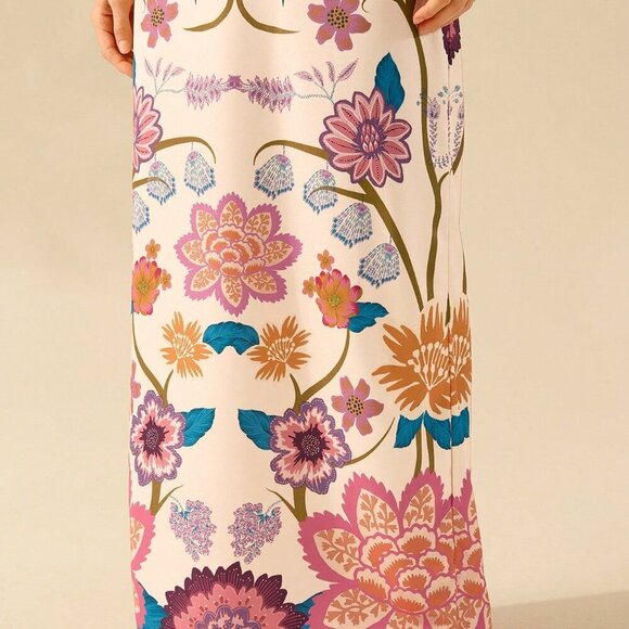 Multicolor Boho Women's Tropical Floral Print Sleeveless Tie Front Beach Dress - Picture 7 of 8